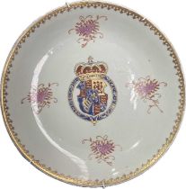 A Chinese export plate with central crested shield of arms together with another Chinese export