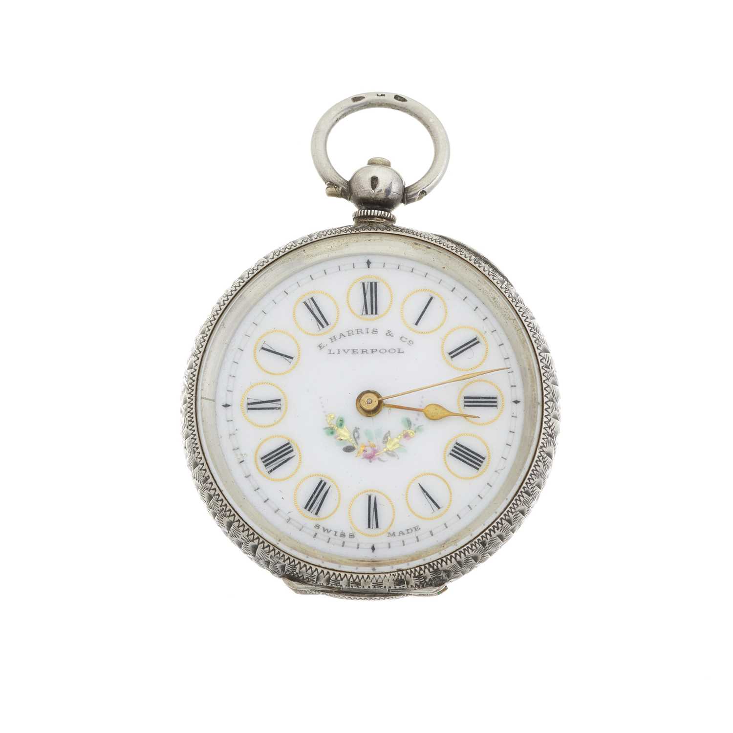 E. Harris & Co., Liverpool, a 19th century silver and enamel open face pocket watch