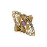 Antoine Bricteux (attributed), an Art Nouveau 18ct gold amethyst and opal dress ring