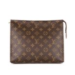 Louis Vuitton, a monogram cosmetics pouch, featuring the maker's monogram coated canvas exterior,