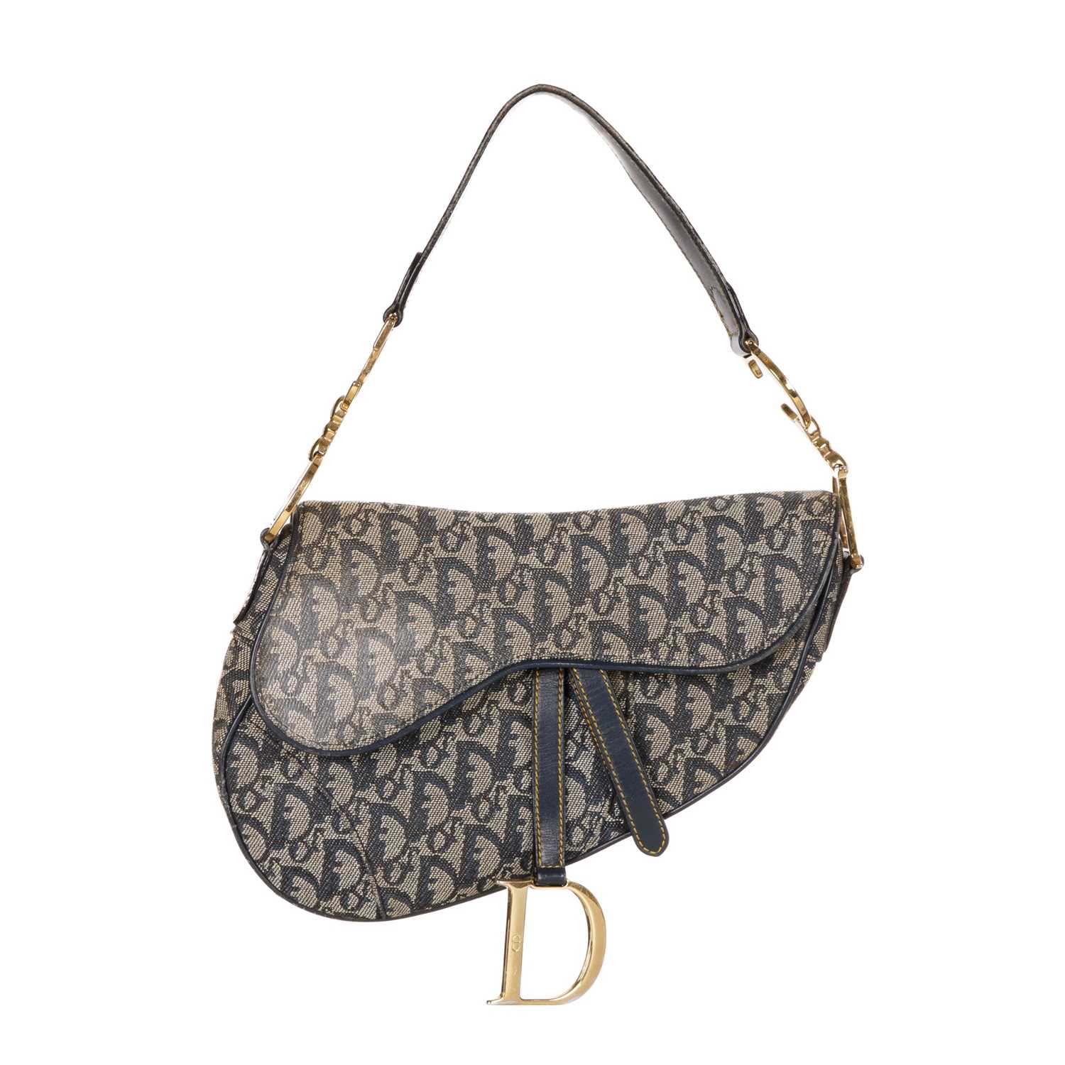 Christian Dior, a Saddle bag, featuring the maker's blue monogram canvas exterior with smooth blue