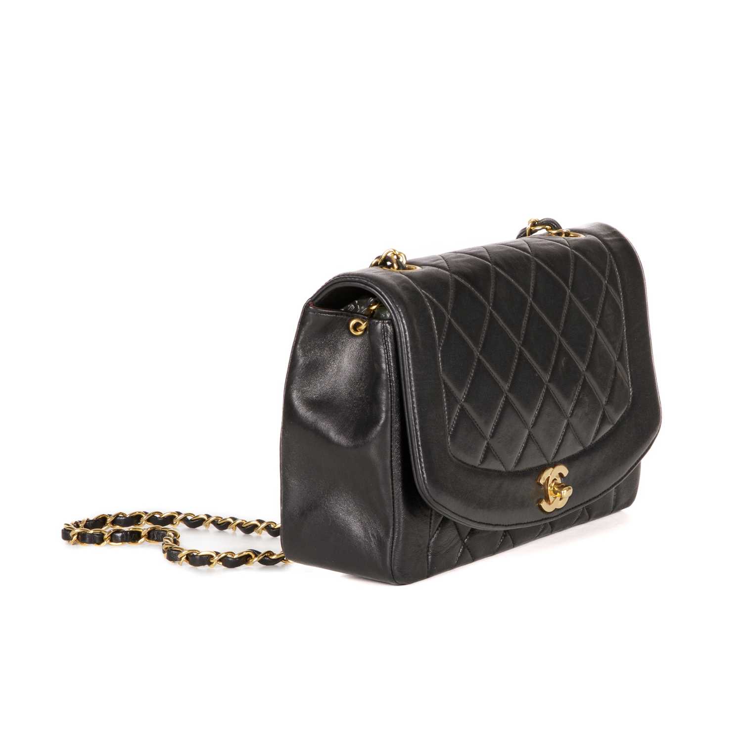 Chanel, a vintage Diana Flap handbag, designed with a diamond quilted black lambskin leather - Image 3 of 4