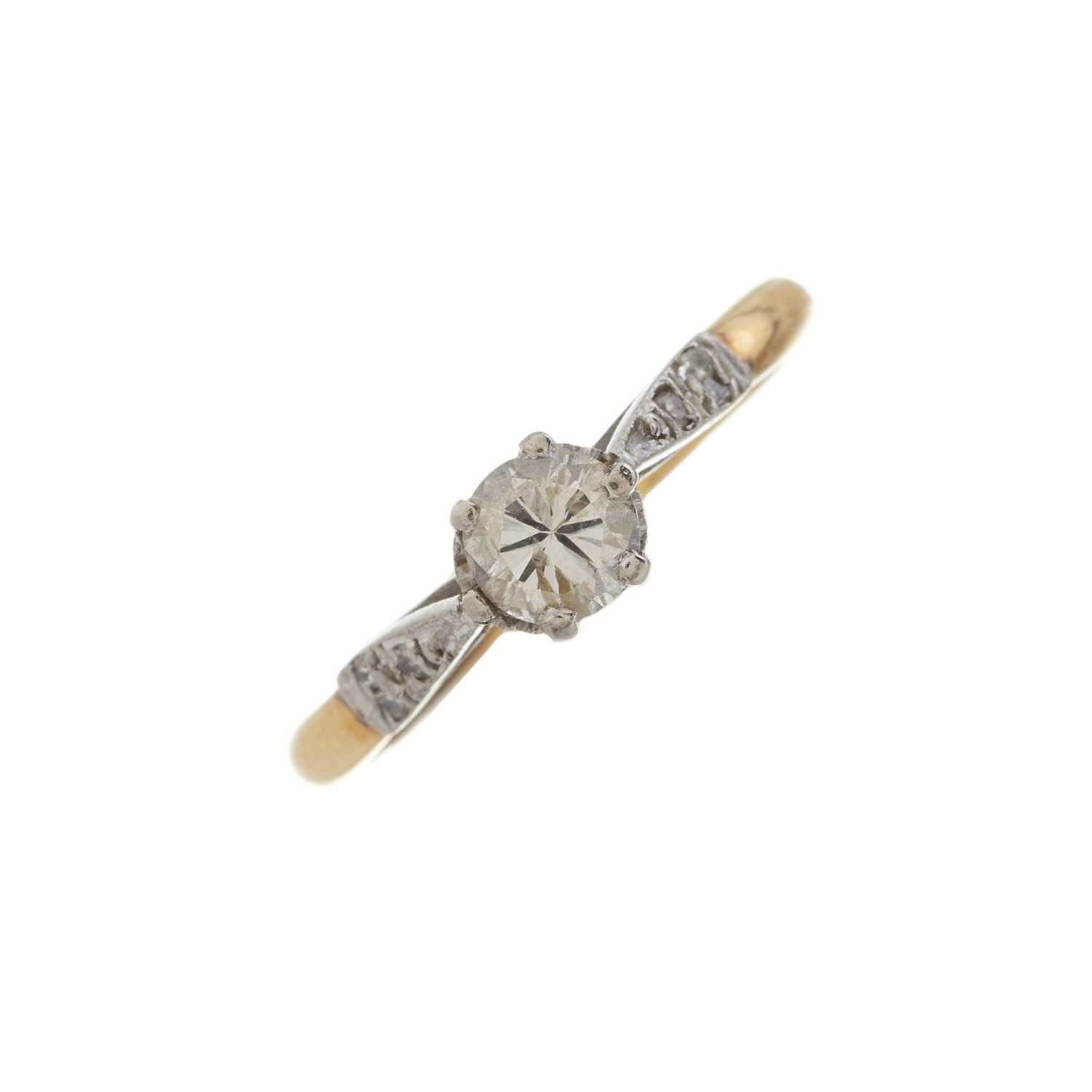 A mid 20th century 18ct gold and platinum diamond single-stone ring