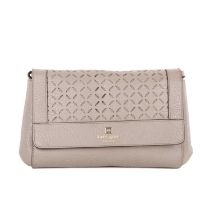 Kate Spade, a Perri Lane Greer flap handbag, crafted from grey leather, featuring laser cut