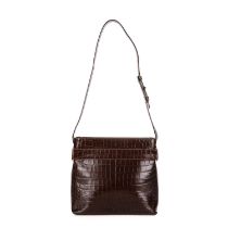 Salvatore Ferragamo, an embossed leather handbag, designed with a brown crocodile embossed leather