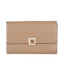 Fendi, a Stud wallet, crafted from smooth beige leather, featuring a two-tone square stud