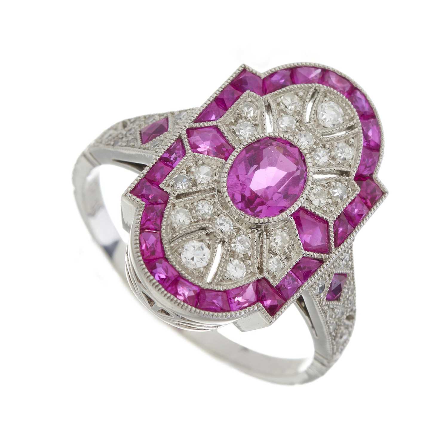 A platinum ruby and diamond cluster dress ring - Image 3 of 3