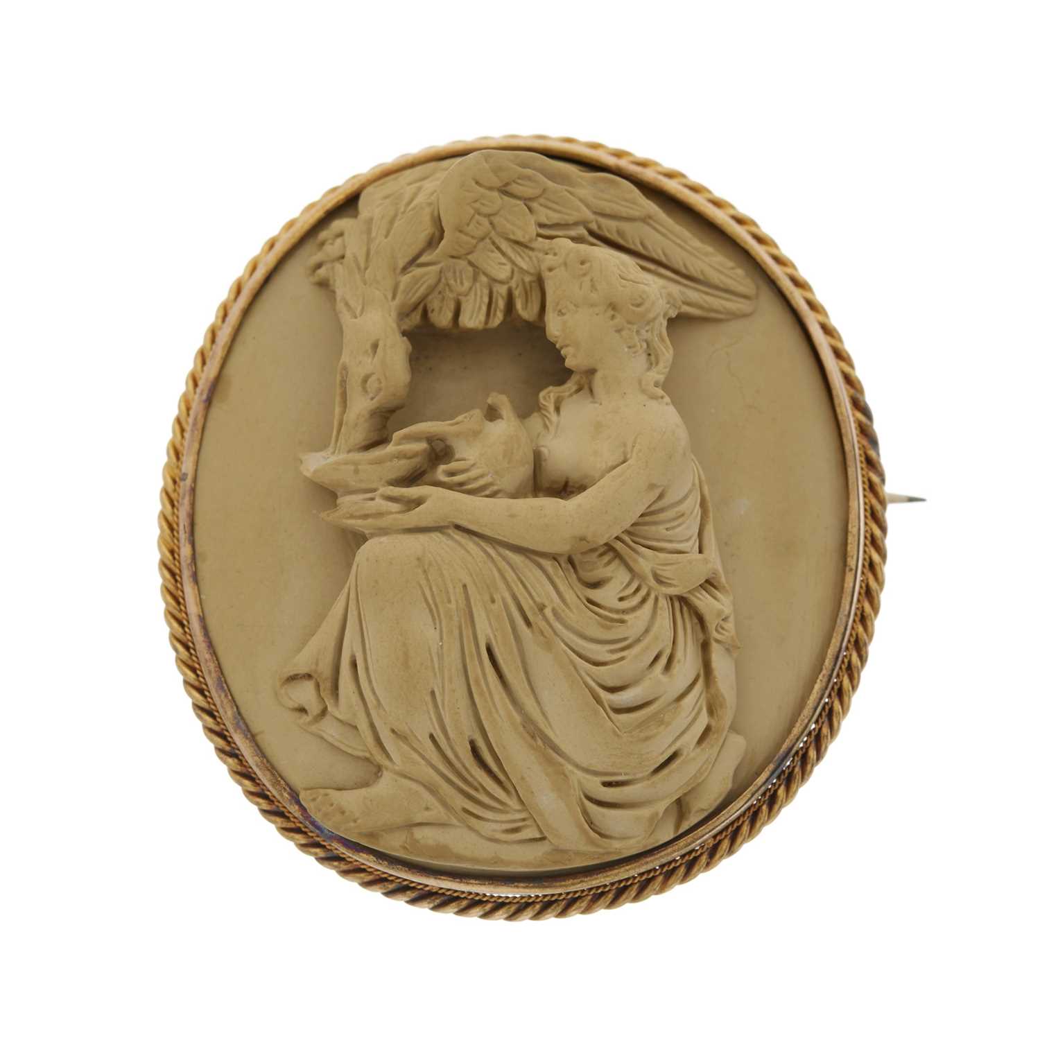 A late 19th century gold lava cameo brooch