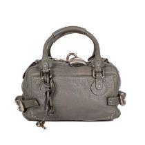 Chloe, a Paddington handbag, crafted from grey leather, with silver-tone hardware, dual leather