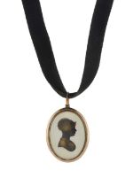 John Miers, a late Georgian gold silhouette pendant, with cord