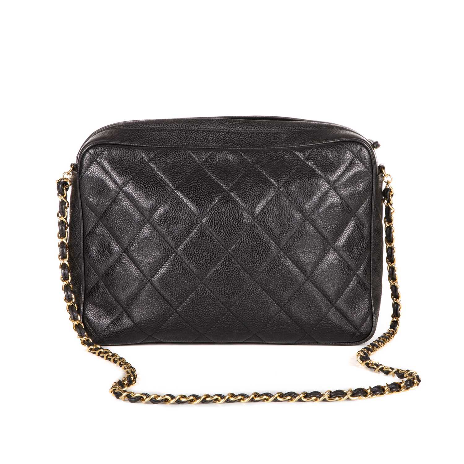 Chanel, a vintage large caviar camera bag, designed with a diamond quilted black caviar leather - Image 3 of 6