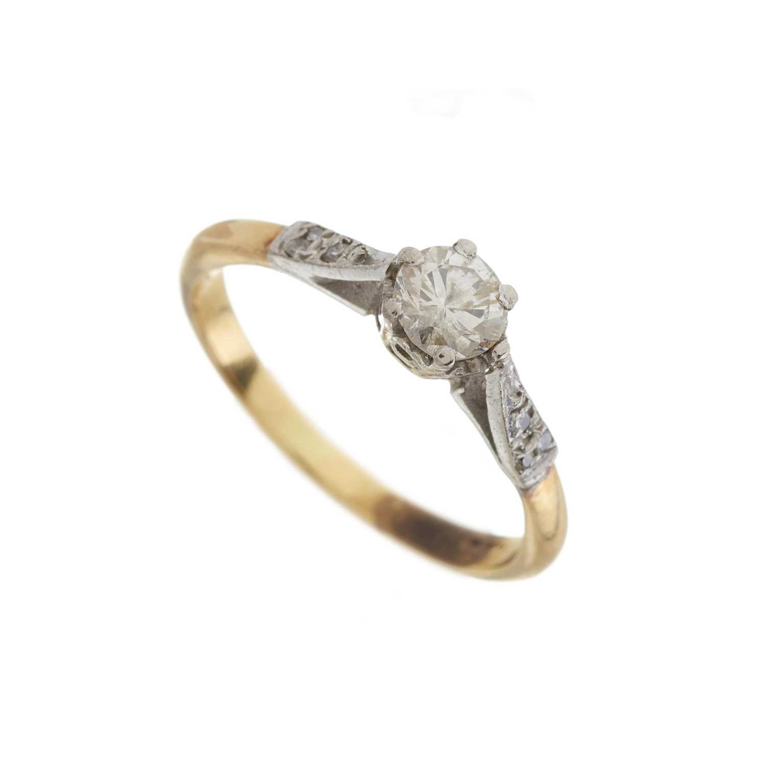 A mid 20th century 18ct gold and platinum diamond single-stone ring - Image 3 of 3