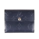 Louis Vuitton, a charcoal monogram Vernis Mat Elise compact snap wallet, featuring a monogram