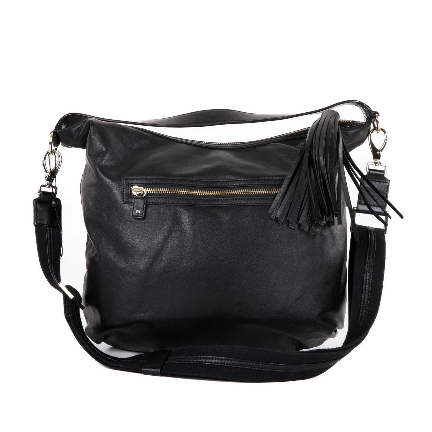 Anya Hindmarch, a black hobo tassel handbag, crafted from black leather, with pale gold-tone - Image 2 of 4