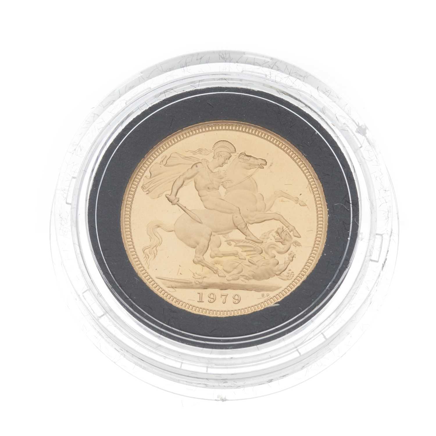 Elizabeth II, a 1979 gold proof full sovereign coin - Image 2 of 3