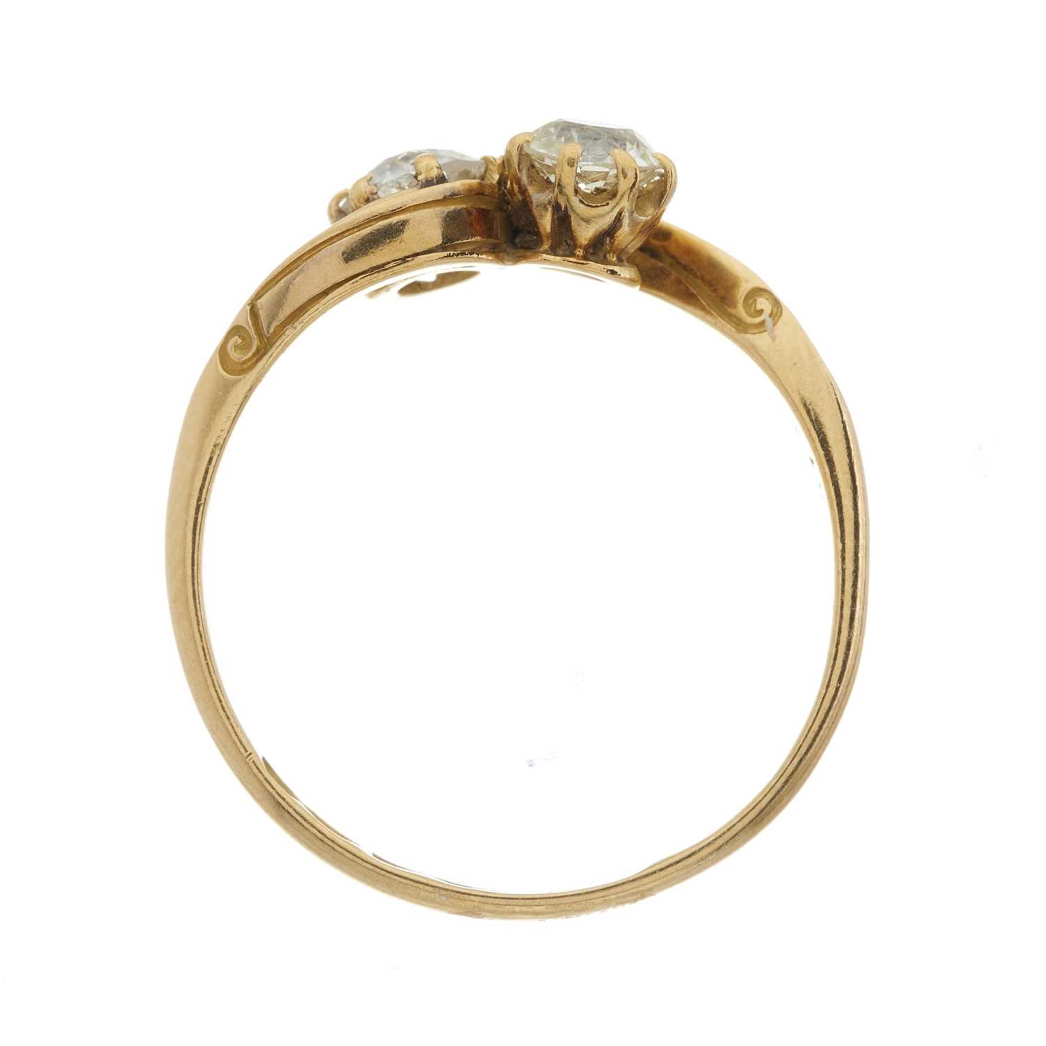 A late Victorian 18ct gold diamond two-stone crossover ring - Image 2 of 3