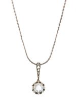 A rose-cut diamond single-stone pendant, with chain