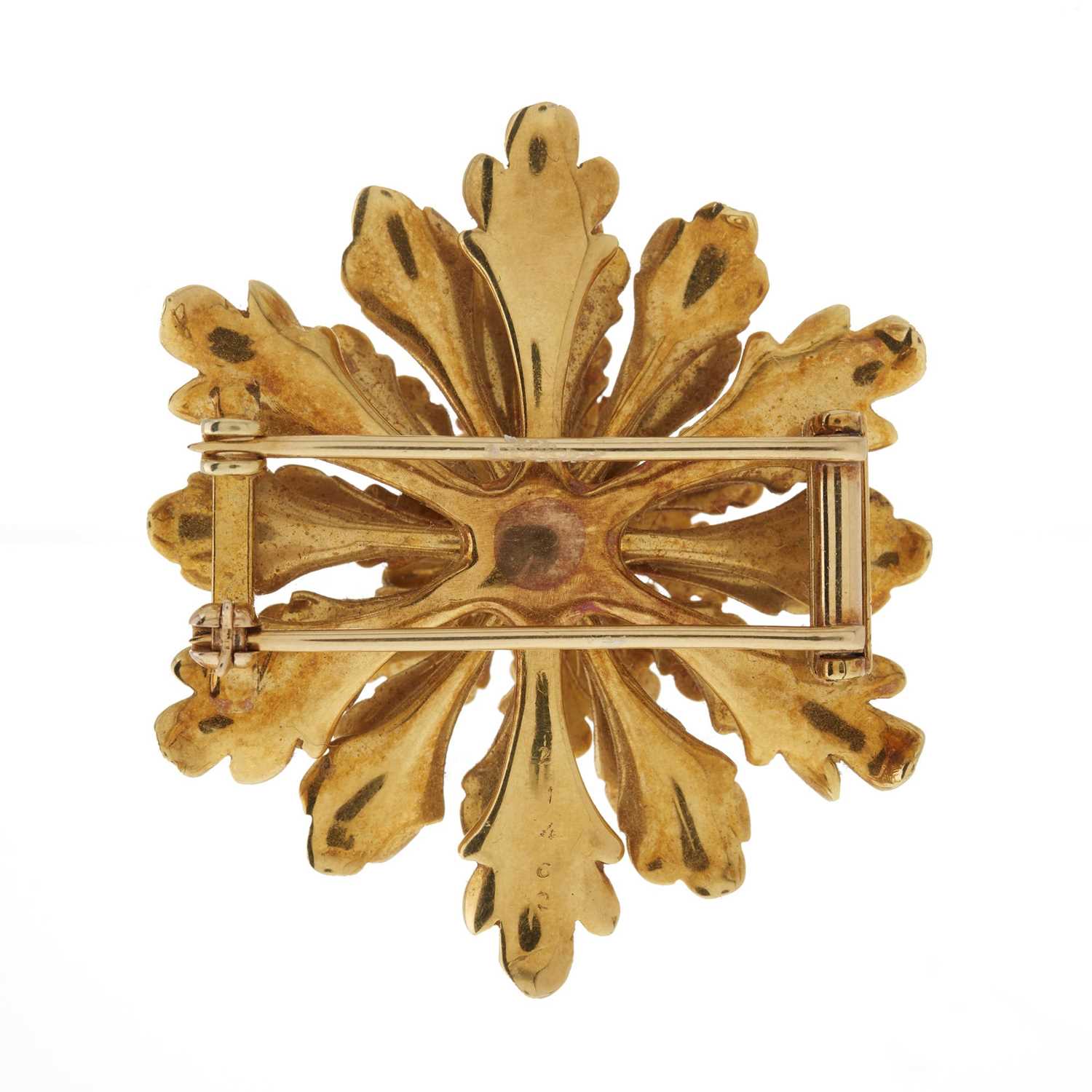 Cartier, a mid 20th century 18ct gold flower brooch - Image 2 of 2