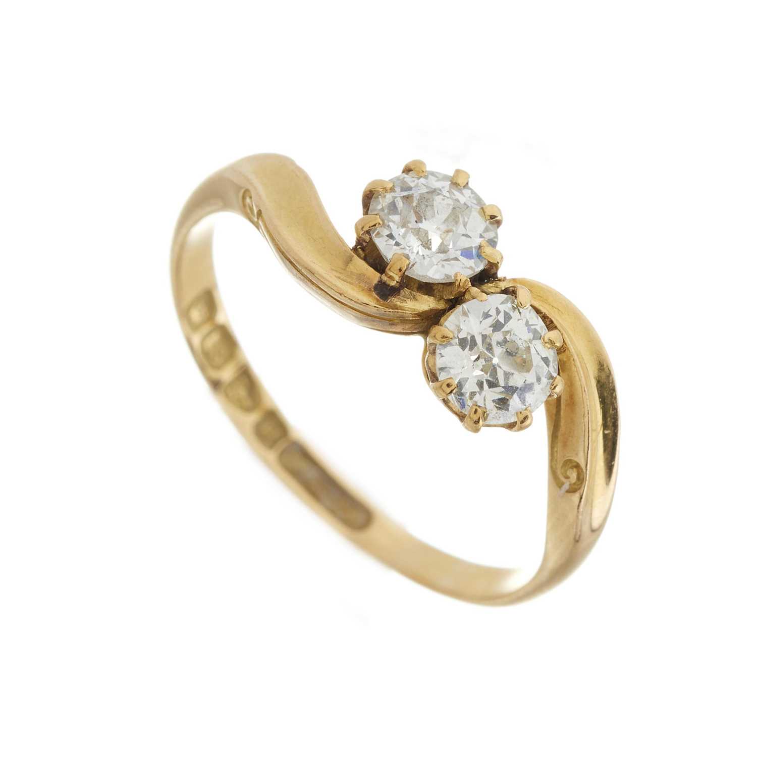 A late Victorian 18ct gold diamond two-stone crossover ring - Image 3 of 3