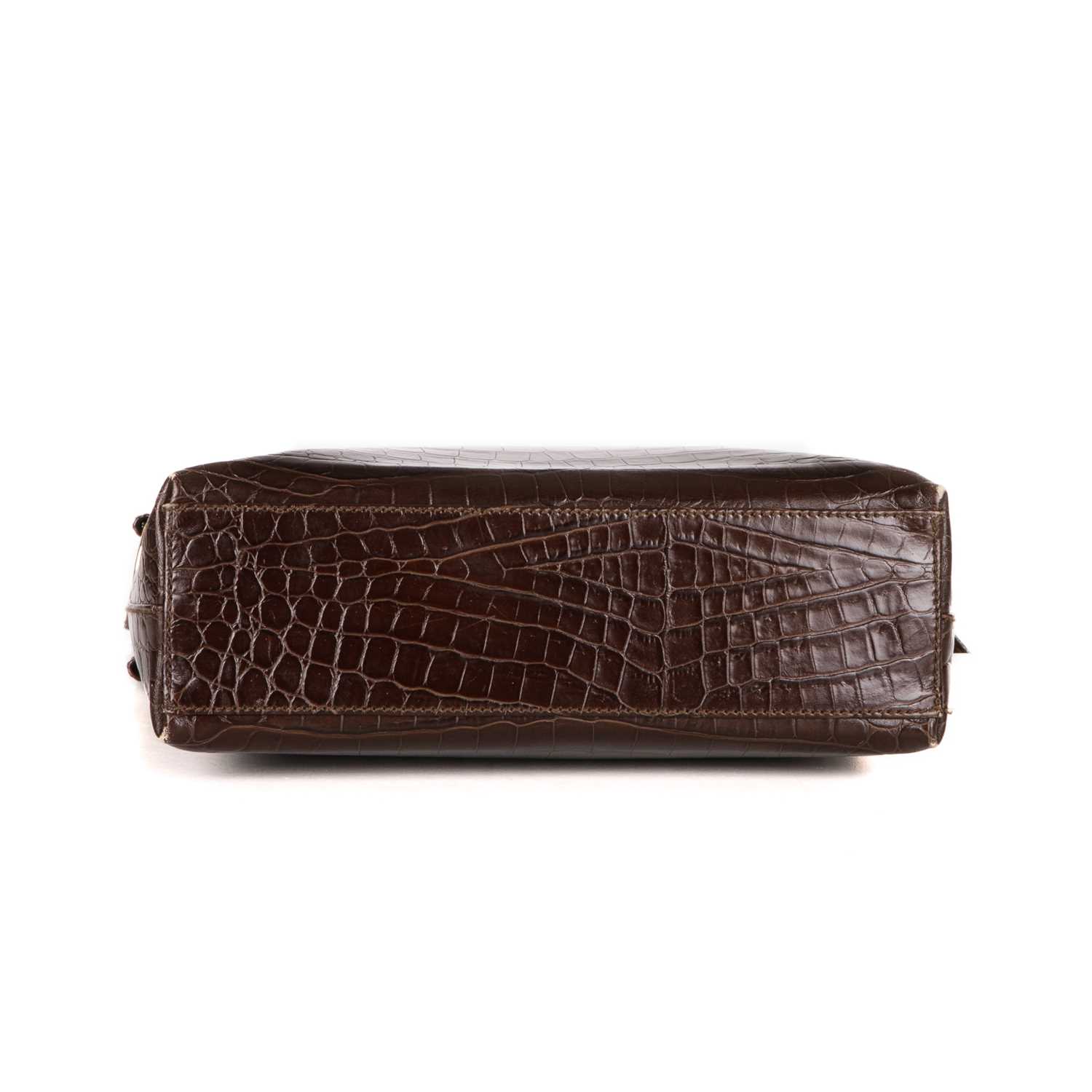 Salvatore Ferragamo, an embossed leather handbag, designed with a brown crocodile embossed leather - Image 3 of 4