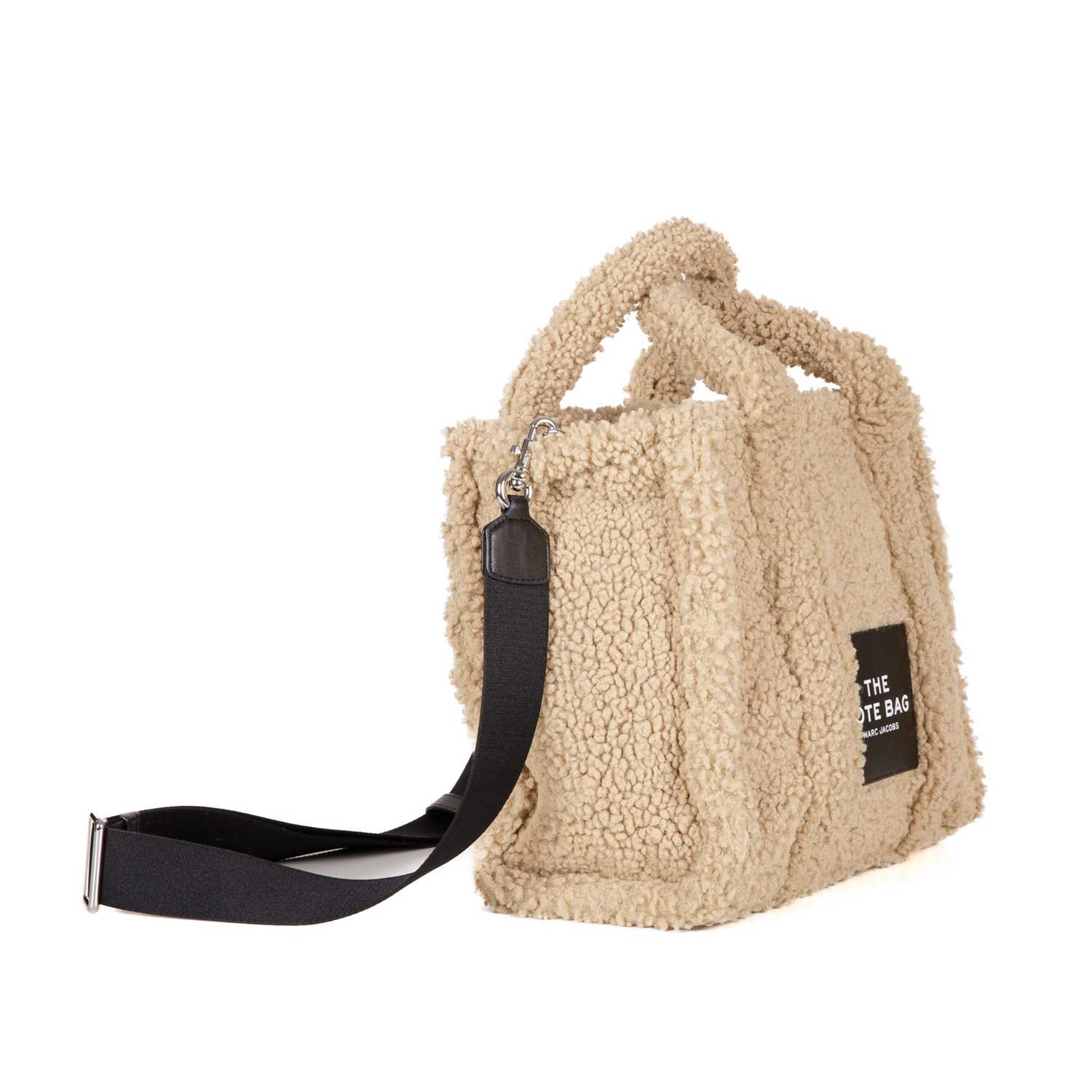 Marc Jacobs, a Medium Teddy Tote, crafted from beige teddy fabric with black leather trim, featuring - Image 3 of 4