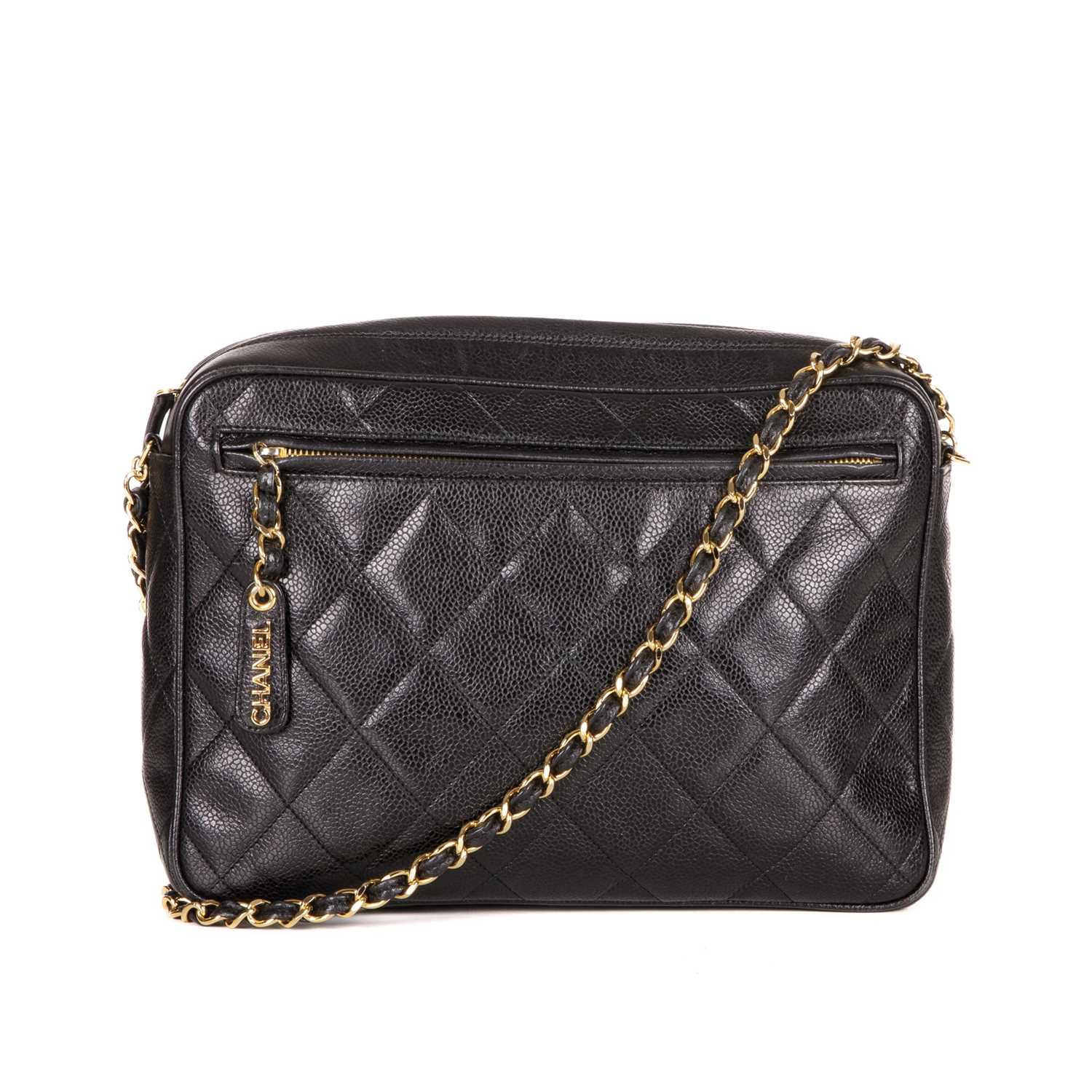 Chanel, a vintage large caviar camera bag, designed with a diamond quilted black caviar leather - Image 2 of 6