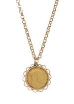 Edward VII, a gold full sovereign coin pendant
