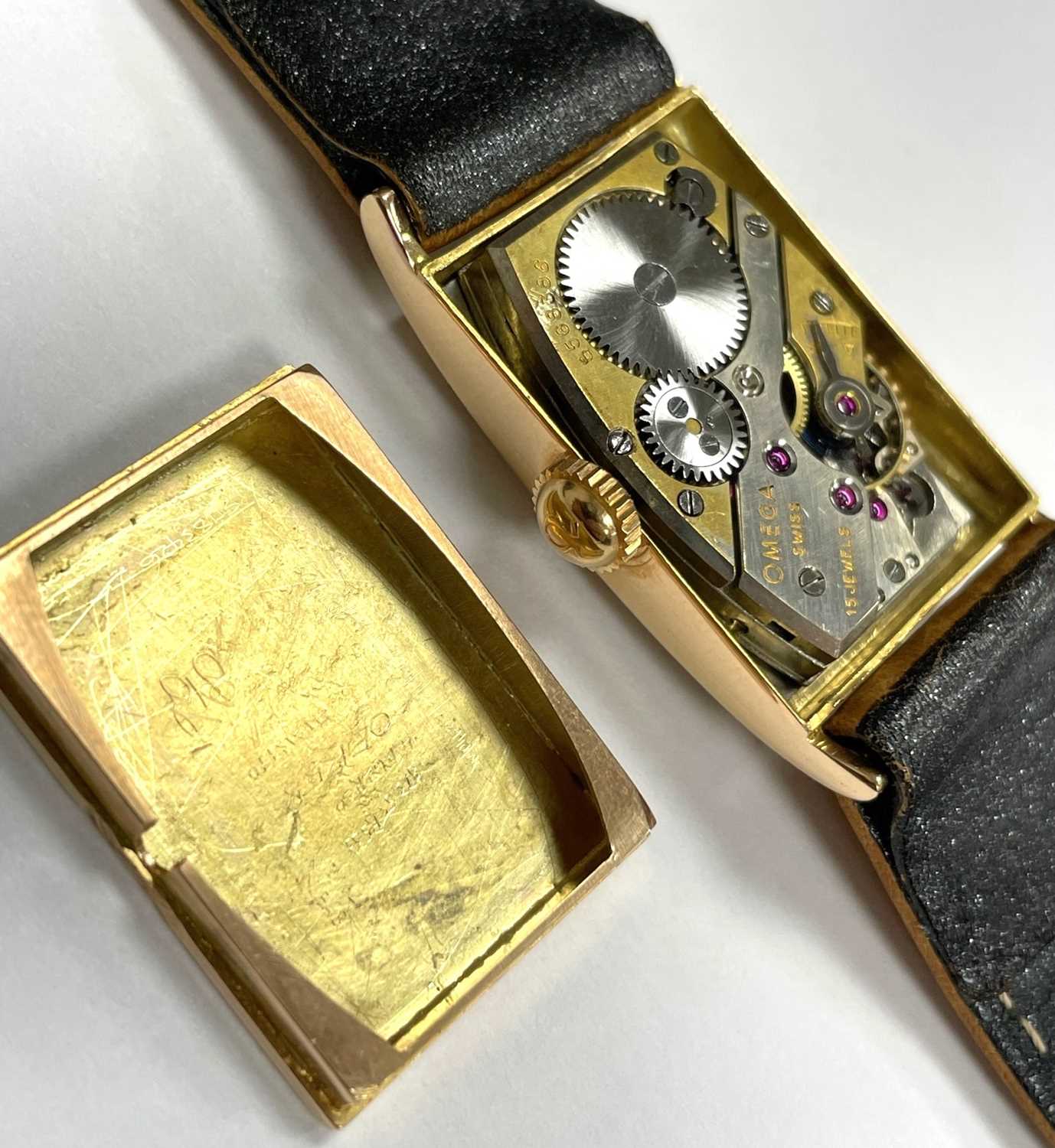 Omega, an Art Deco gold Tank wrist watch, circa 1934 - Image 6 of 6