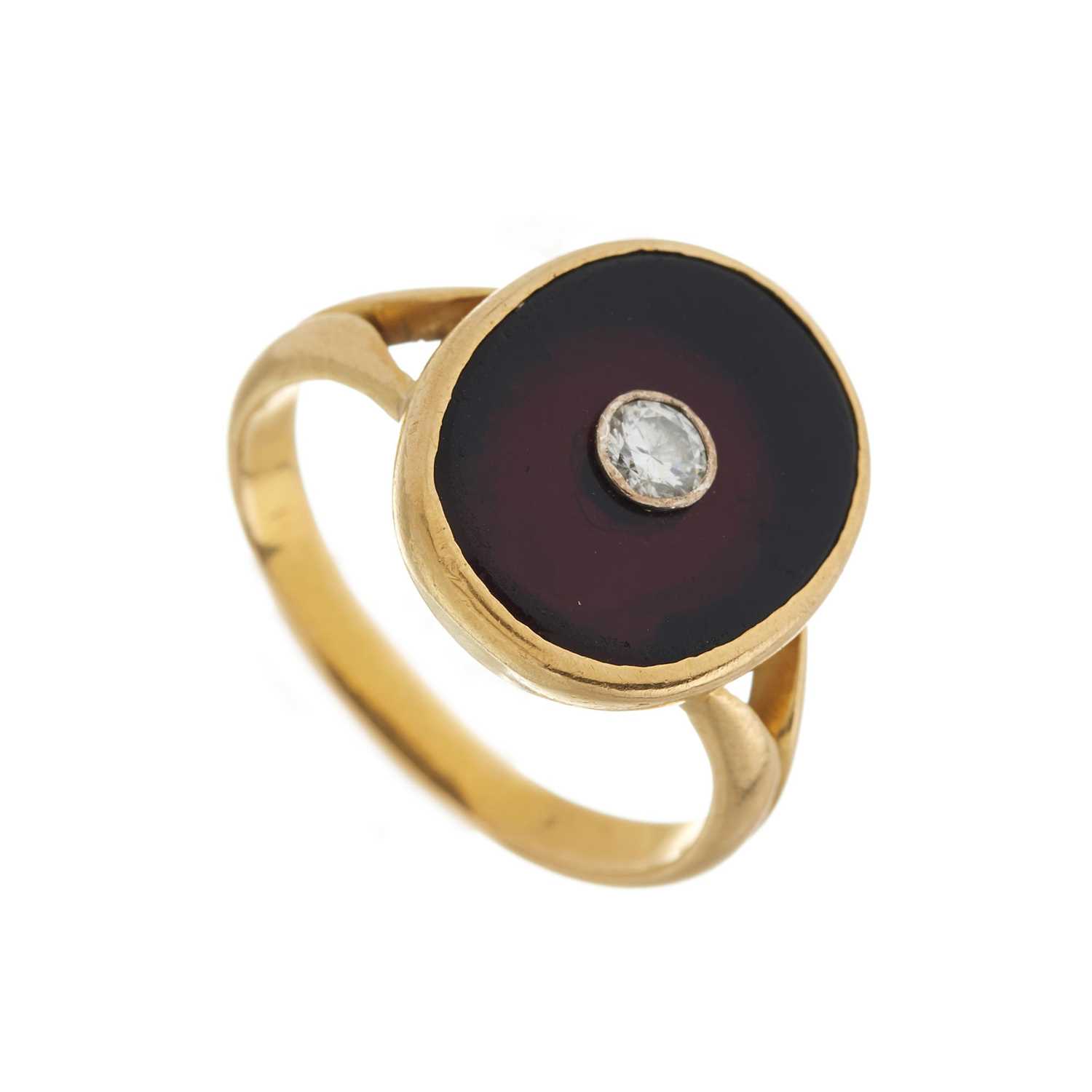 A mid 20th century 18ct gold diamond and onyx signet ring - Image 2 of 3