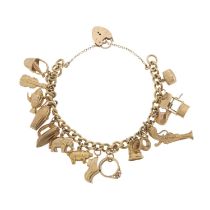 A 9ct gold charm bracelet