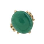 An 18ct gold green gem single-stone dress ring