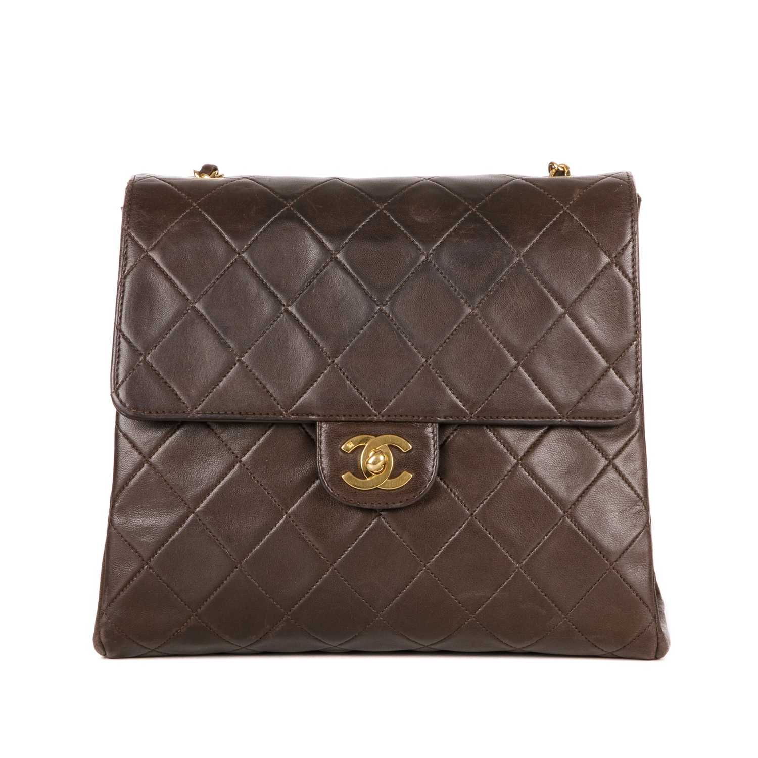 Chanel, a vintage Single Flap handbag, designed with a diamond quilted brown lambskin leather