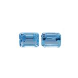 A pair of loose rectangular-shape aquamarines