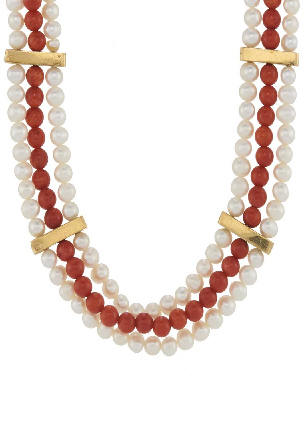 A set of 18ct gold coral and pearl jewellery