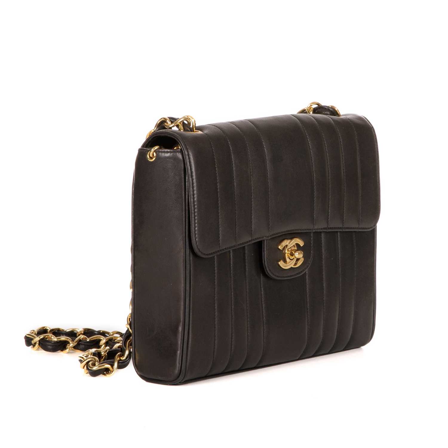 Chanel, a vintage vertical Classic Flap handbag, crafted from black lambskin leather, with - Image 3 of 5