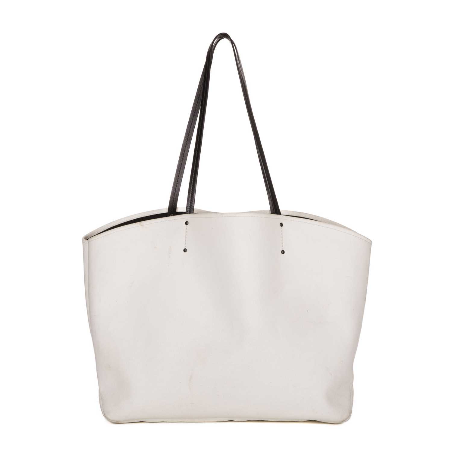 Prada, a large tote bag, designed with a cream canvas exterior, featuring the maker's graphic logo - Image 2 of 4