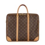 Louis Vuitton, a monogram Cupertino briefcase, featuring a monogram coated canvas exterior with