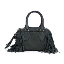 Burberry Prorsum, a Fringe Mini Bee handbag, designed with a green suede exterior accented with