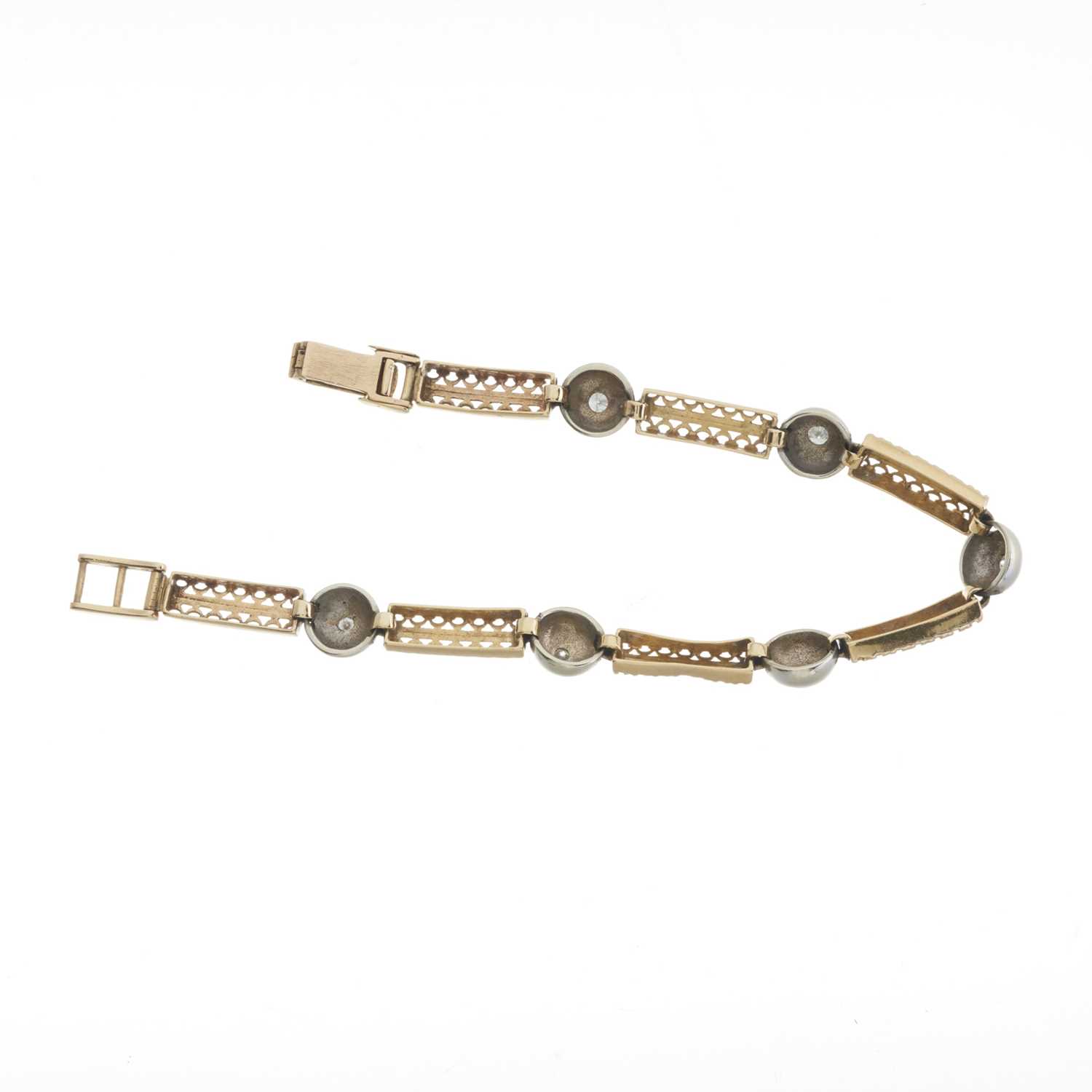 A 9ct bi-colour gold diamond accent bracelet - Image 2 of 2