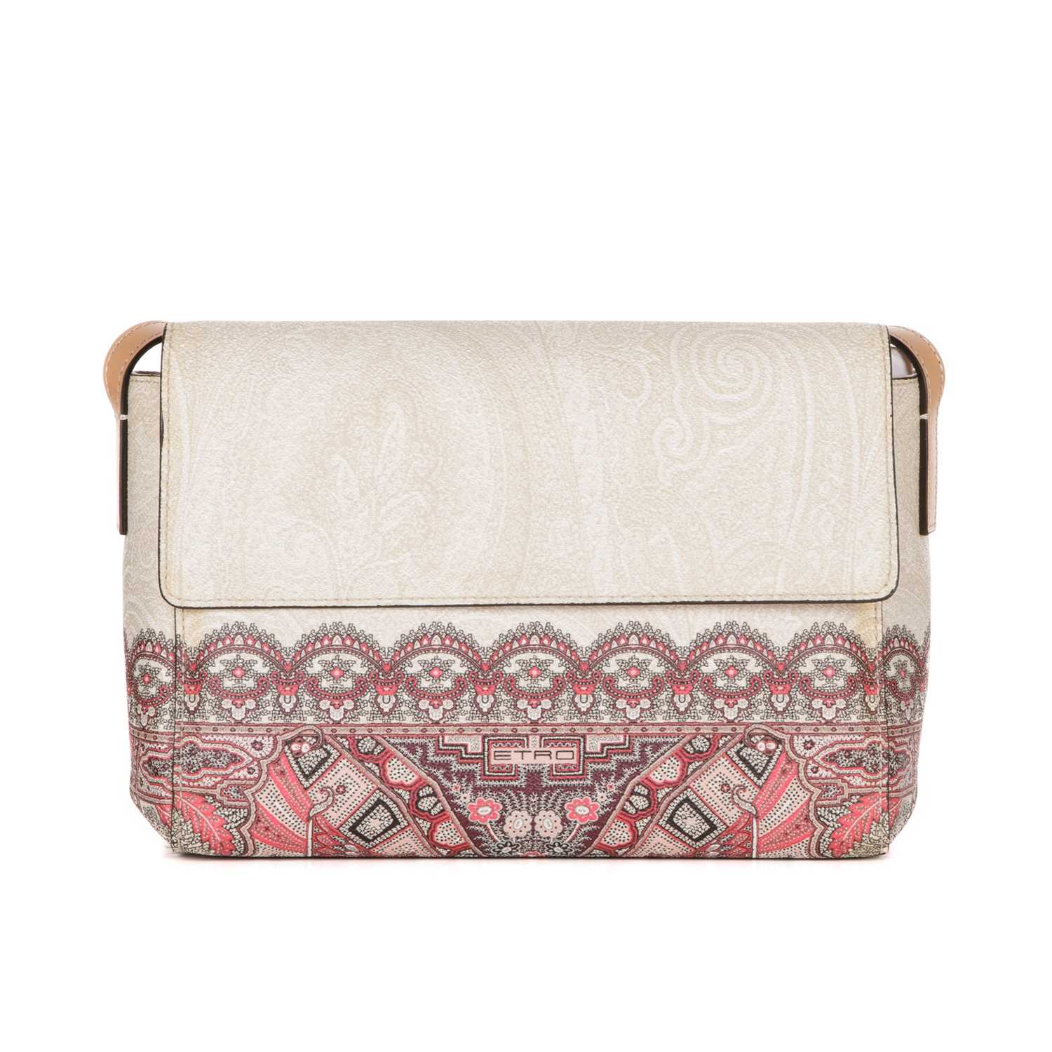Etro, a coated canvas crossbody handbag, featuring a subtle paisley pattern to the cream exterior - Image 3 of 6
