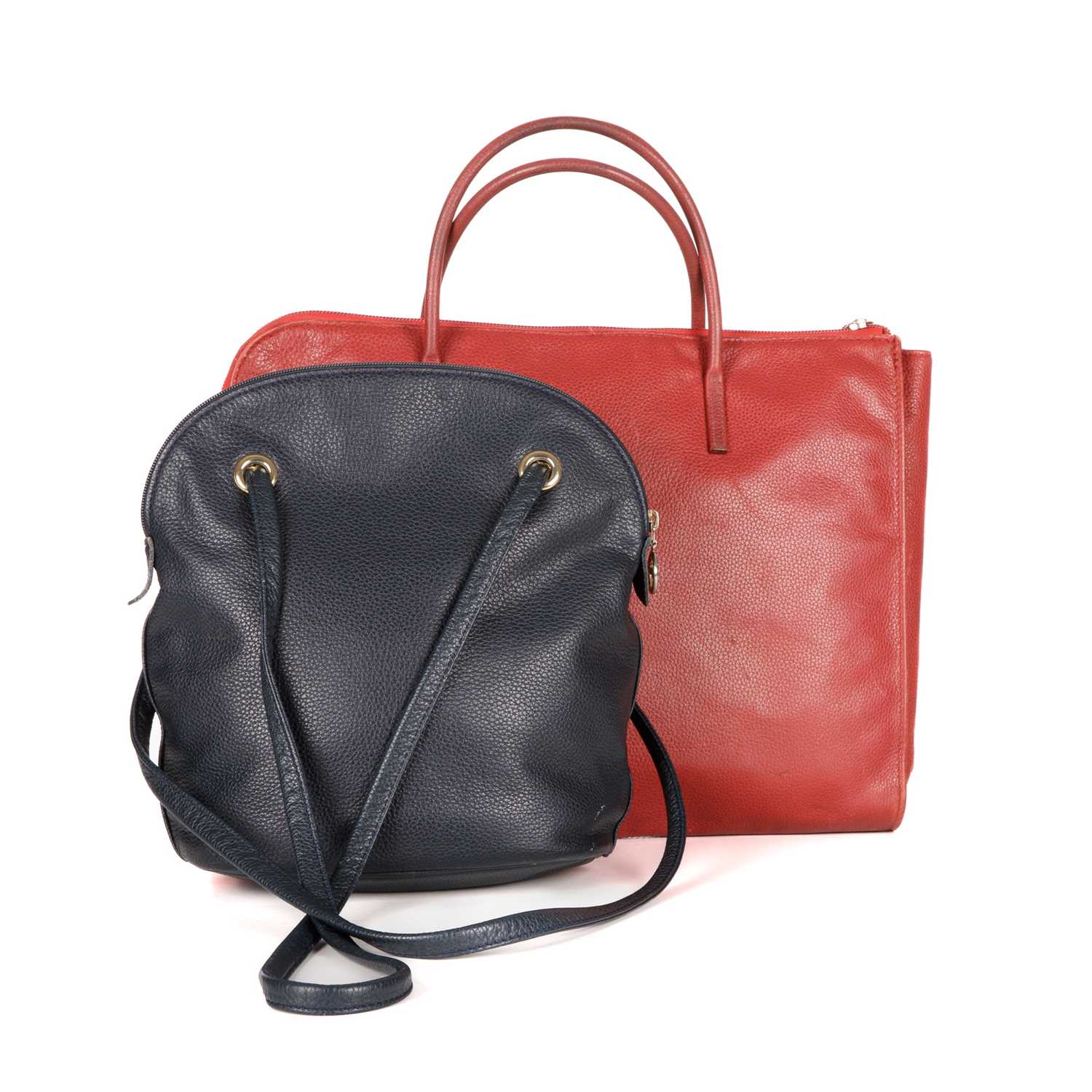 Longchamp, two leather bags, to include a navy blue leather shoulder bag, featuring tall leather - Image 2 of 3