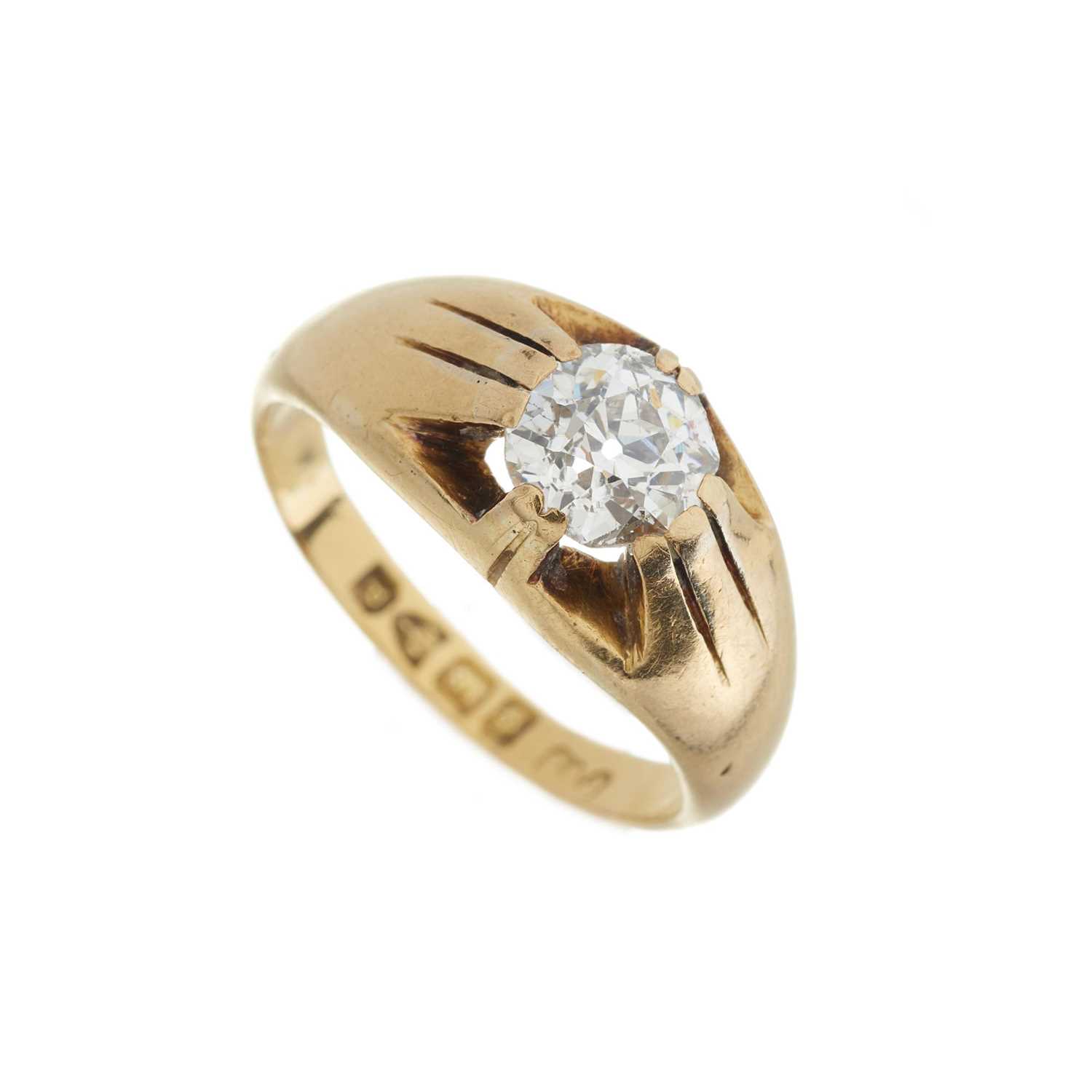 A late Victorian 18ct gold diamond single-stone band ring - Bild 3 aus 3