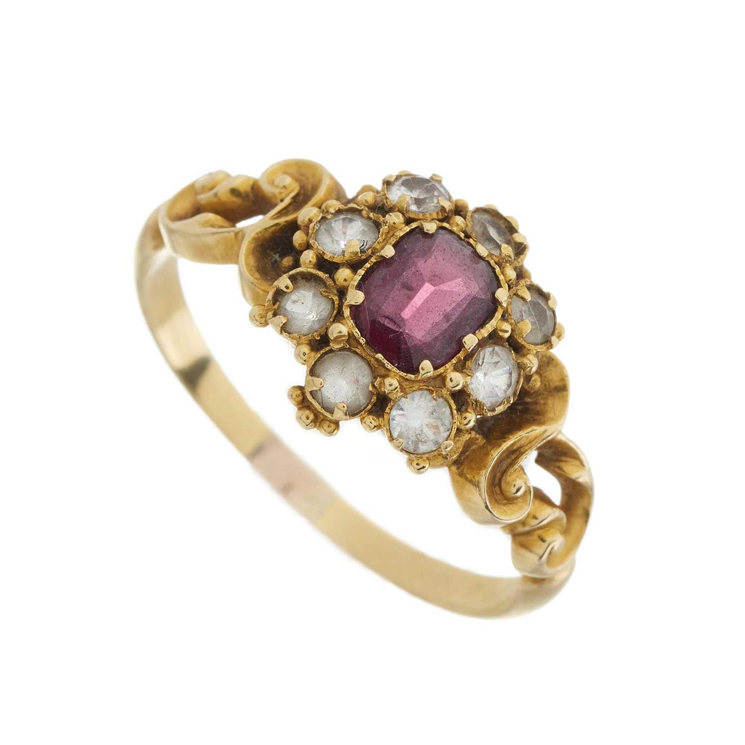 A mid Victorian 18ct gold garnet and paste cluster ring - Image 3 of 3