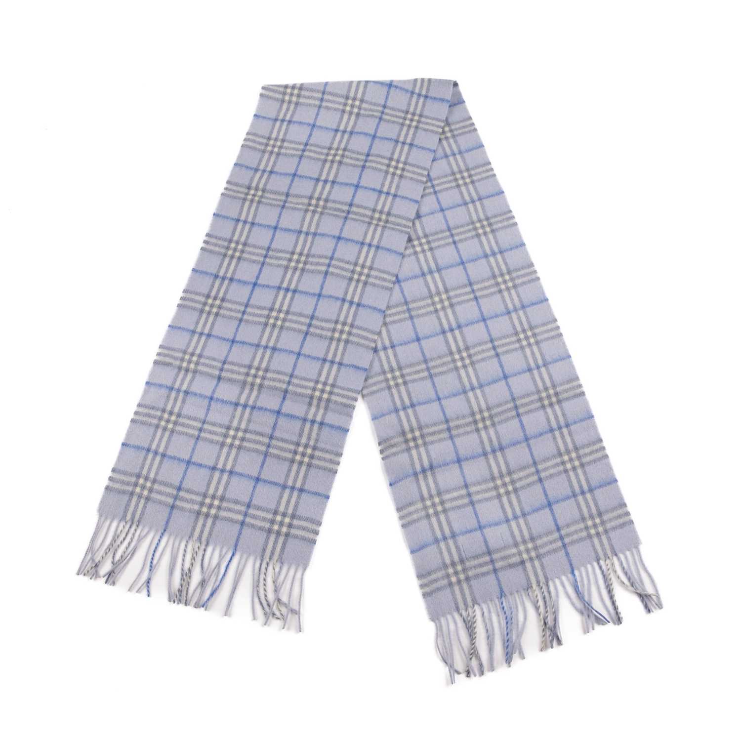 Burberry, two Nova Check lambswool scarves, to include a light blue scarf with fringe detailing at - Image 4 of 4