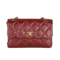 Chanel, a burgundy Wild Stitch Single Flap handbag, featuring the maker's signature wild stitch