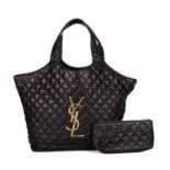 Yves Saint Laurent, an ICare Maxi tote w/pouch, crafted from quilted black lambskin leather,
