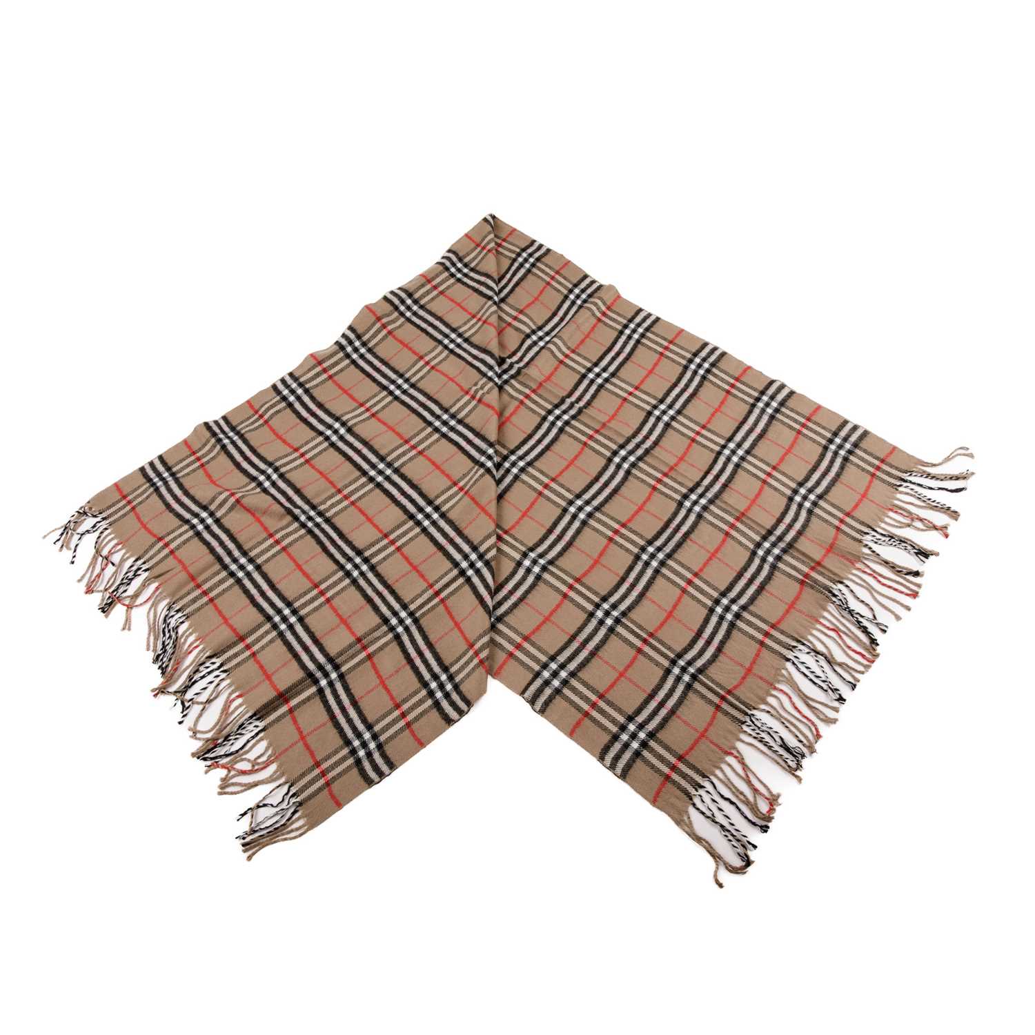 Burberry, a Nova Check lambswool shawl and scarf, to include a beige shawl and a rose pink scarf, - Image 4 of 4