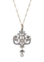 A Belle Epoque silver and gold diamond pendant, with chain