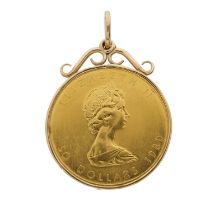 Elizabeth II, a 24ct gold Canadian fifty dollar coin pendant