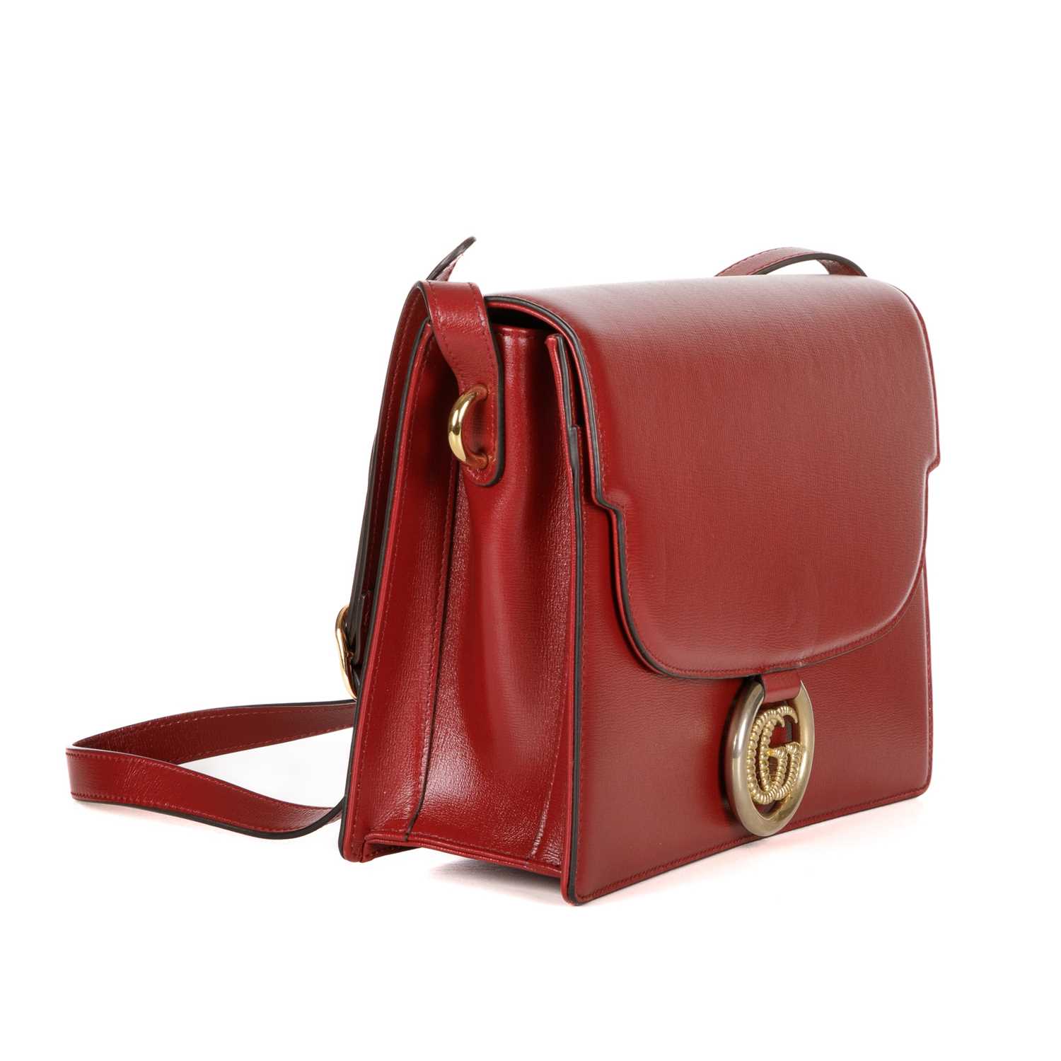 Gucci, a red leather satchel, featuring an adjustable leather shoulder strap, magnetic flap - Image 2 of 5